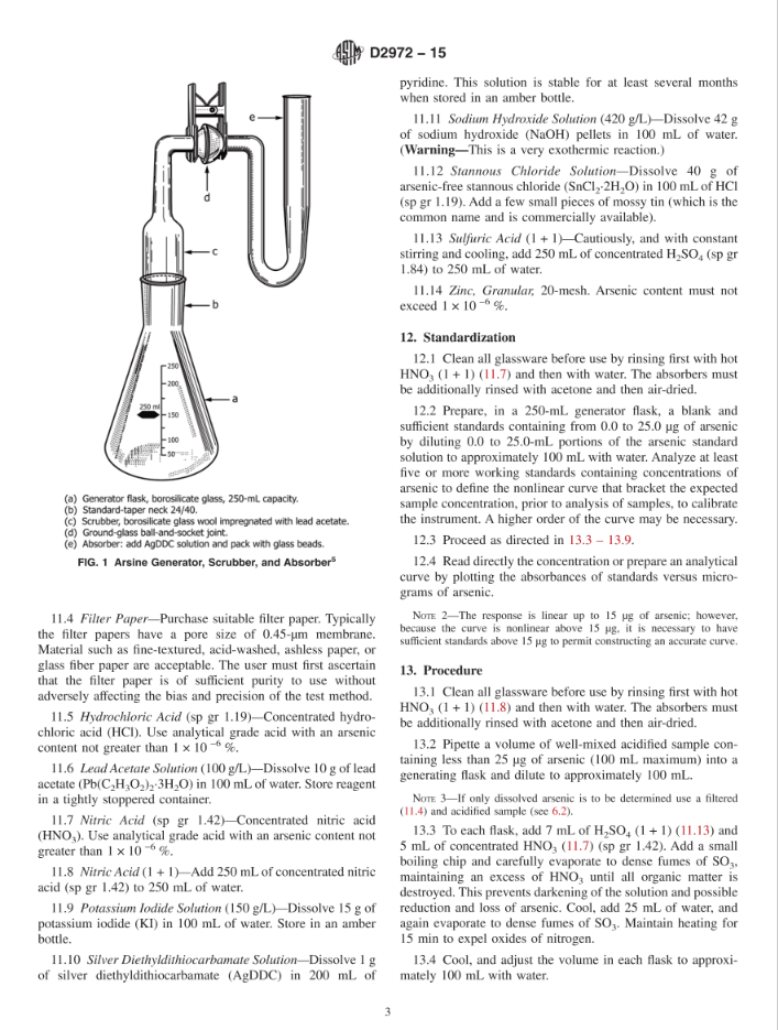 Arsine generator acc. to ASTM D 2972/15 , 250 ml
