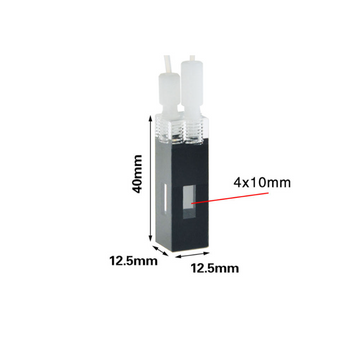 UV quartz micro flow through cell with M6 thread and PTFE tubing,3 clear windows
