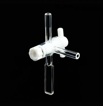 UV quartz micro three-way tap cuvette with  PTFE stopcock, 4 clear windows
