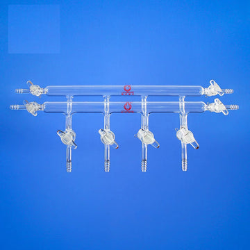 Double bank vacuum manifold with stopcock on sides, ports 4 to 6 ,Schlenk line
