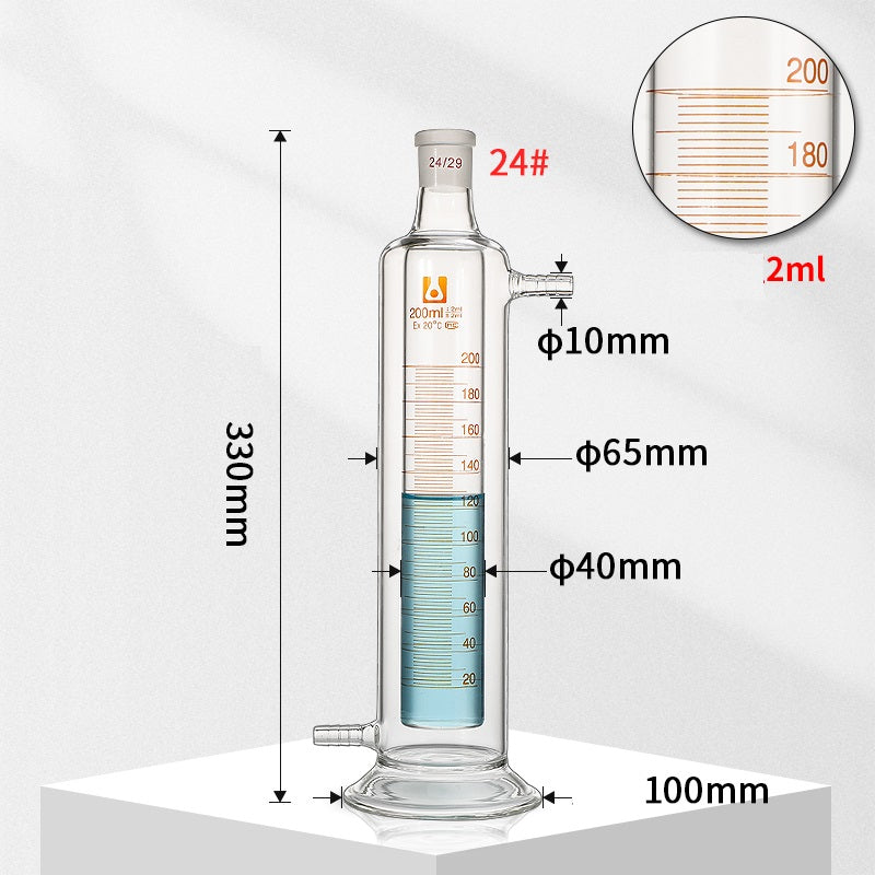 Double jacketed mixing cylinder, capacity 100 to 2000 ml