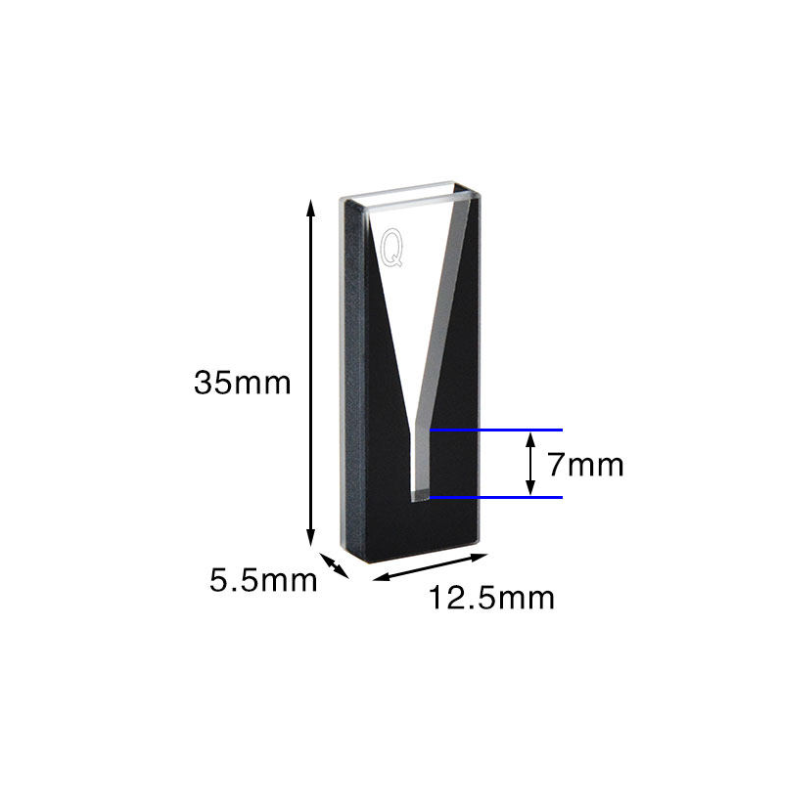 UV quartz sub-micro black cuvette,2 clear windows