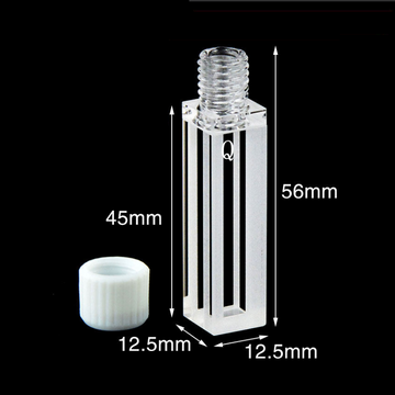 UV quartz semi-micro cuvette with PTFE screw cap, 4 clear windows