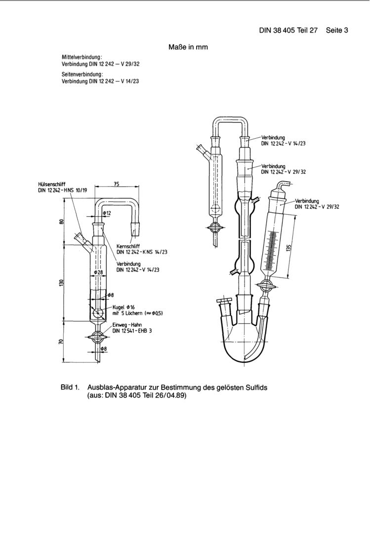 Apparatus for determination of dissolved sulphide, acc. to DIN 38405 -27