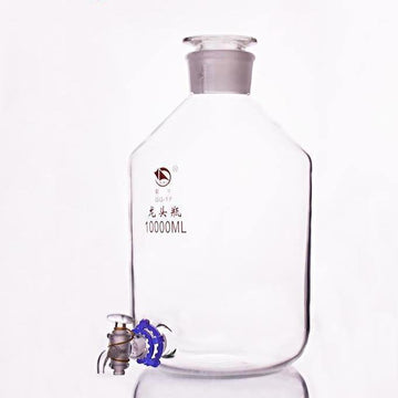 Aspirator bottle with stopper and tap, clear glass, 2.5 L to 20 L