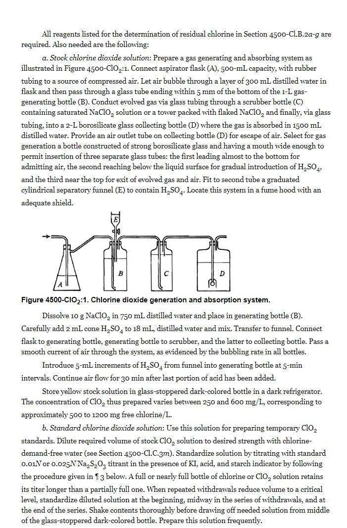 Iodometric method to determination of chlorine dioxide, acc. to APhA