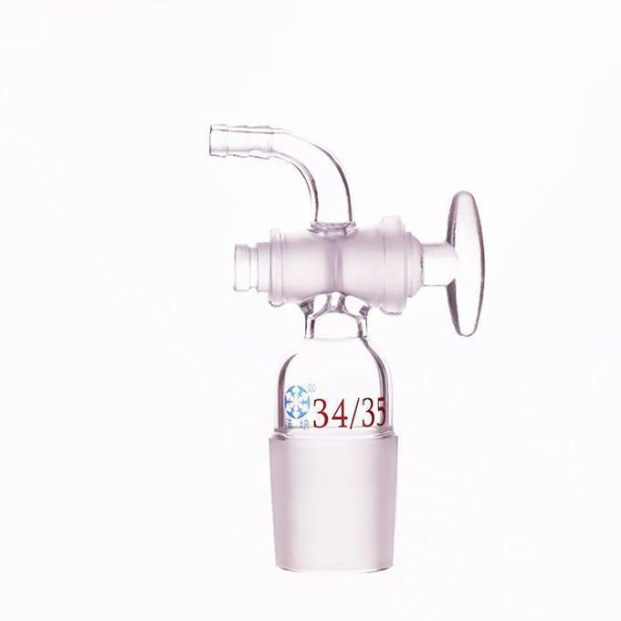 Connecting adapter with curved hose connector and stopcock