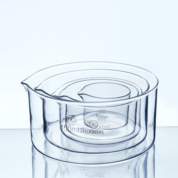 Crystallization dish with spout, clear glass, diameter 60 mm to 200 mm