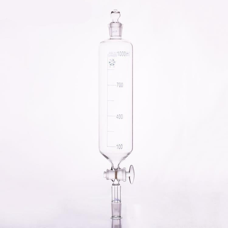 Cylindrical dropping funnel with stopcock and stopper,graduated, 50 to 1000 ml
