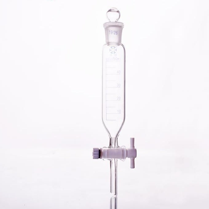 Cylindrical separating funnel with PTFE stopcock, graduated, capacity 50 ml to 1000 ml