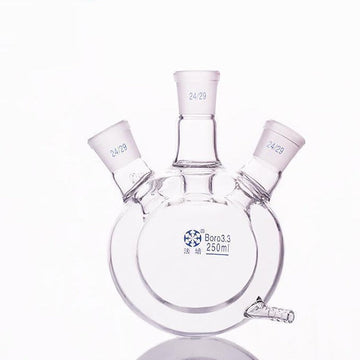 Double jacketed three-necked round-bottom flask, capacity 500 to 2000 ml