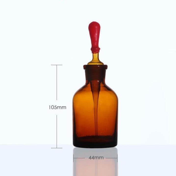 Dropper bottle with pipette, brown glass, 30 ml to 125 ml