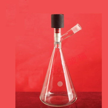 Schlenk Erlenmeyer flask with high vacuum valve and joint on side, capacity 50 to 500 ml