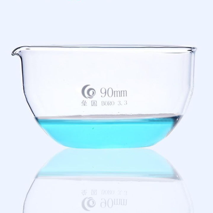 Evaporating dish with flat bottom, clear glass, diameter 60 mm to 150 mm