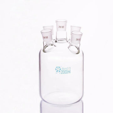 Five-necked  cylindrical bottle, capacity 250 to 5000 ml