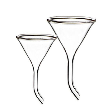 Funnel with bent stem, diameter 30 to 100 mm