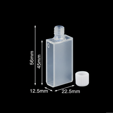 UV quartz macro cuvette with PTFE screw cap, 2 clear windows