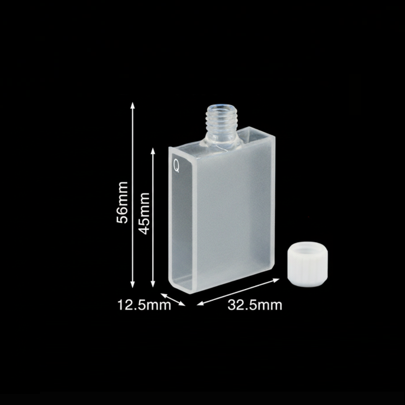 UV quartz macro cuvette with PTFE screw cap, 2 clear windows