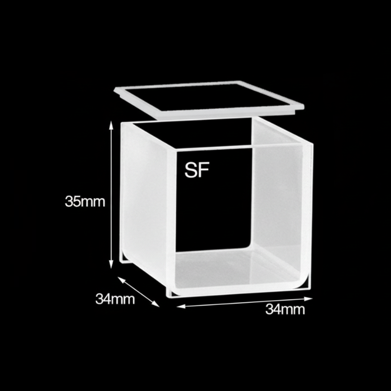 UV quartz square cell with lid, 2 clear windows