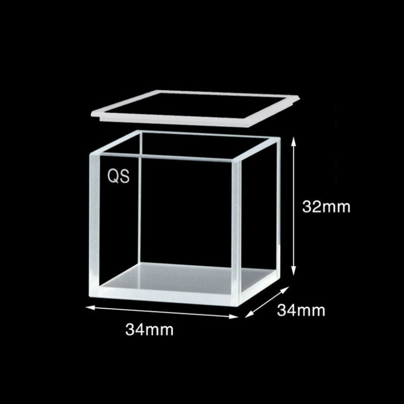 UV quartz square cell with lid, 4 clear windows