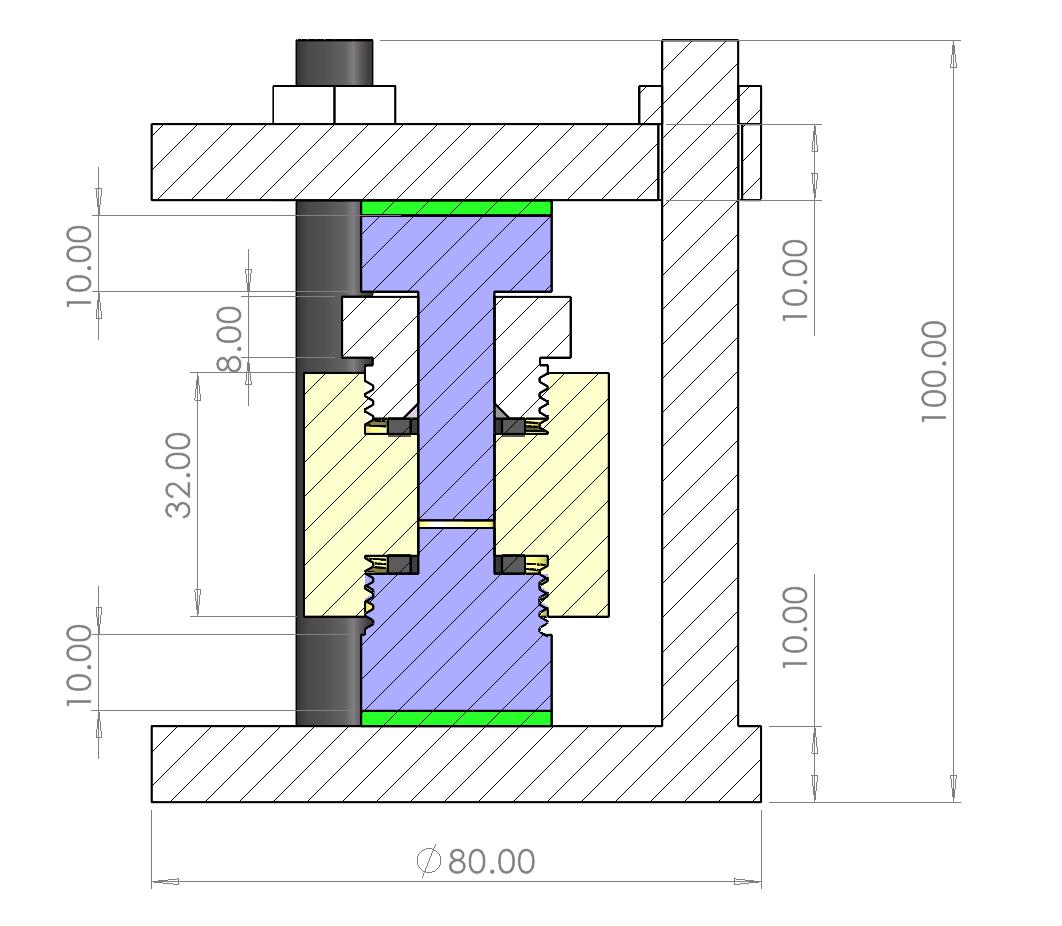 Standard pressure jig and testing cell kit for solid-state battery, Model GT02