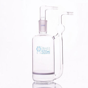 Gas washing and drying bottle with large diameter fritted disc