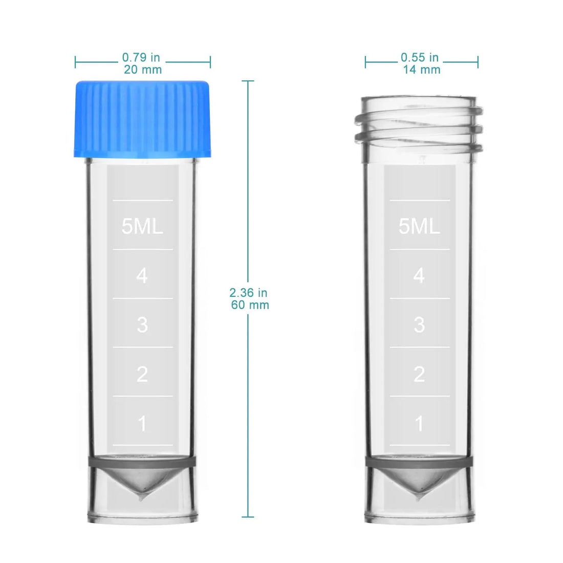 Graduated Cryogenic Vials, 5 ml, 100 Pack