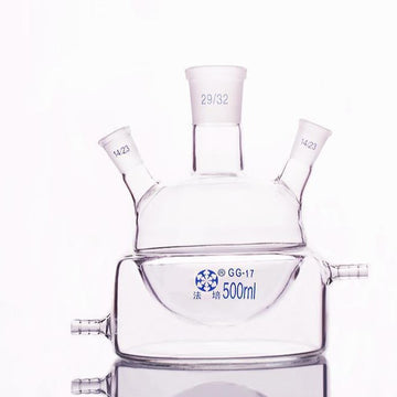 Half jacketed three-necked round-bottom flask, capacity 500 to 2000 ml