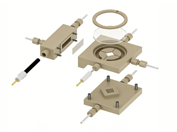In-situ Raman Spectroelectrochemical Cell [Three-chamber H-type Gas Diffusion Cell – Serpentine Flow Field]
