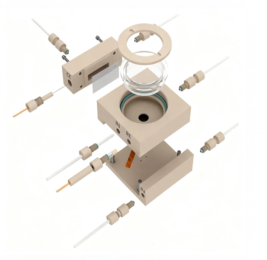 In-situ Raman Spectroelectrochemical Cell [Three-chamber H Type]