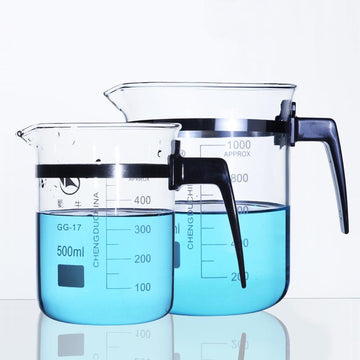 Measuring beaker with handle, graduated, 500 ml to 1000 ml