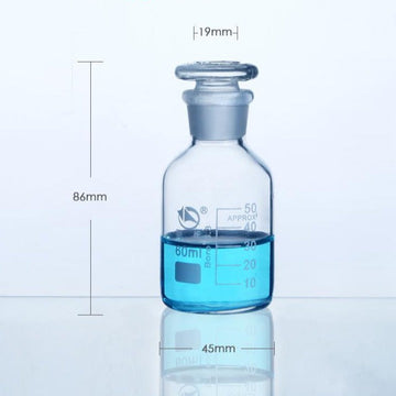 Narrow mouth bottle, clear glass, graduated, 60 ml to 20000 ml