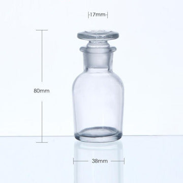 Narrow mouth bottle, clear glass, ungraduated, 30 ml to 1.000 ml
