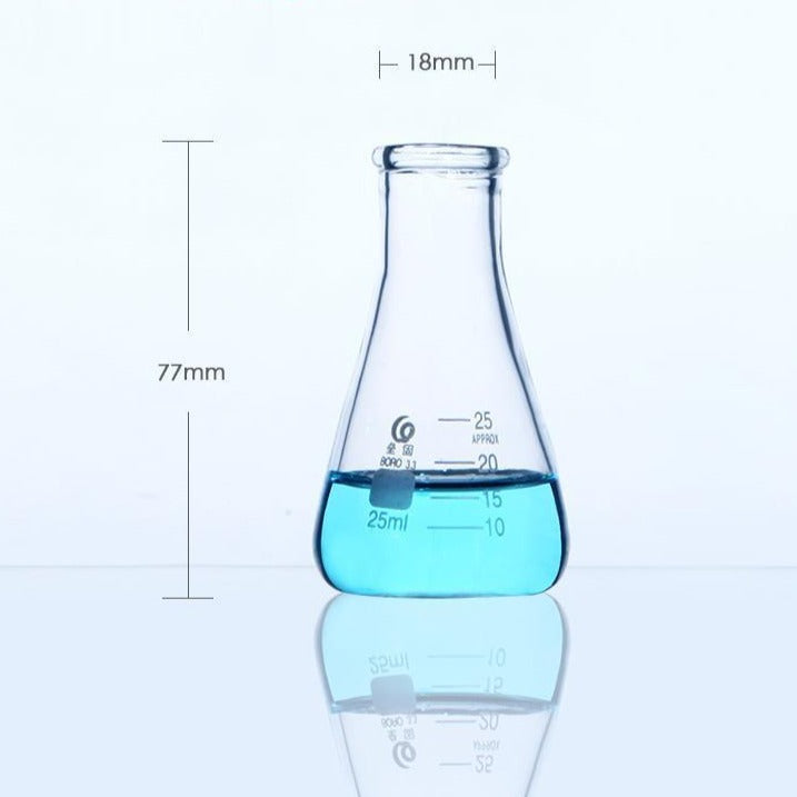 Narrow neck erlenmeyer flask, heavy duty, clear glass, 25 ml to 5000 ml