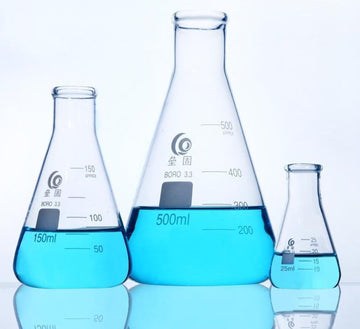 Narrow neck erlenmeyer flask, heavy duty, clear glass, 25 ml to 5000 ml