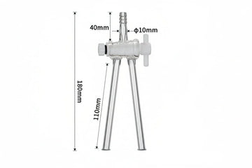 Double oblique three-way tap with stopcock, tube diameter 10 mm