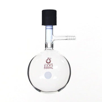 Schlenk round flask with high vacuum valve and hose connector, capacity 10 to 2000 ml