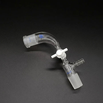 105° Flow control adapter with PTFE stopcock and hose connector