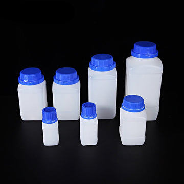 Screw top square bottles, Plastic PE, capacity 60 ml to 1000 ml