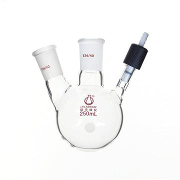 Schlenk round flask with 2 necks and high vacuum valve on side, capacity 50 to 500 ml