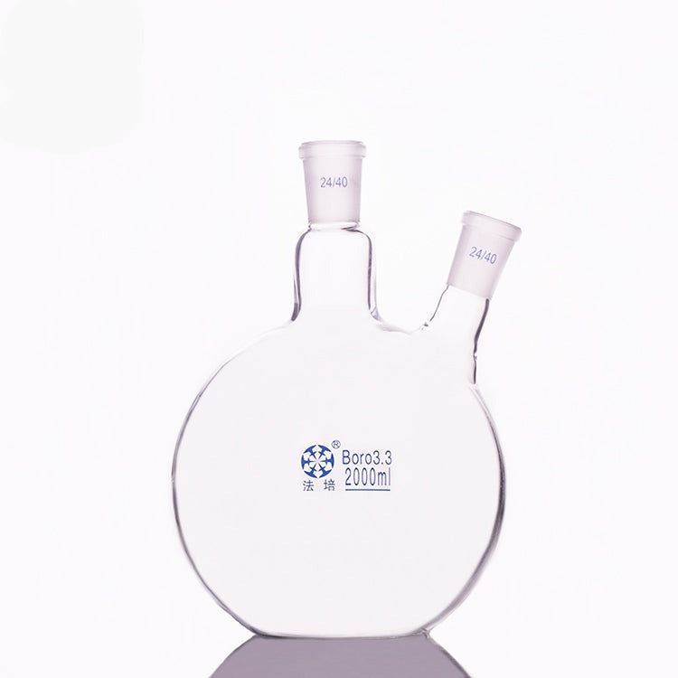 Double-necked flat-bottom flask, bevelled side necks,  250 ml to 5000 ml