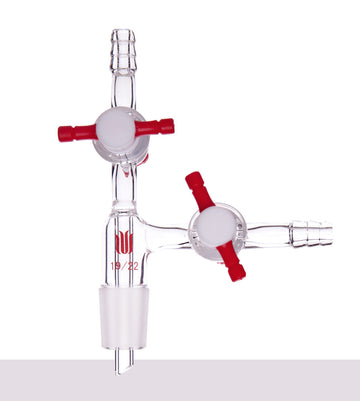 Connecting adapter with 2 PTFE stopcock and joint