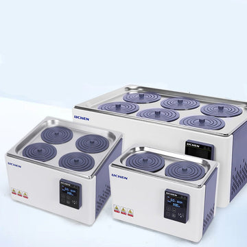Water bath with magnetic stirrer and concentric rings flat cover, openings 2 to 6