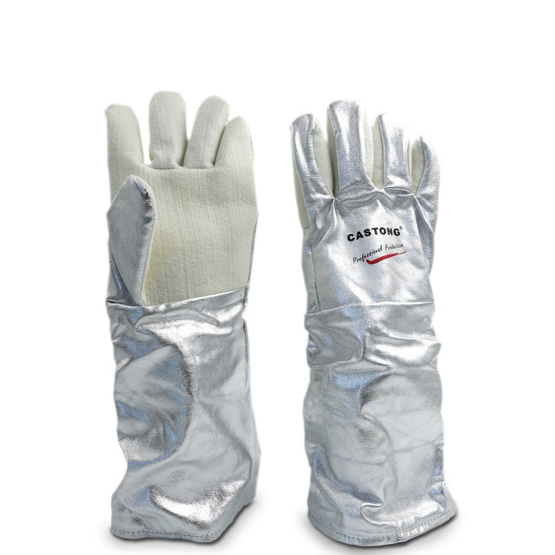 Heat-resistant gloves, aluminium-coated