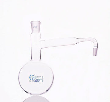 Round bottom distilling flask with side tube and joint,  250 to 3000 ml