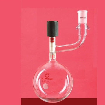 Schlenk flask with high vacuum valve and neck on side, capacity 50 to 1000 ml