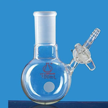 Schlenk round flask with joint and stopcock on side, capacity 50 to 1000 ml