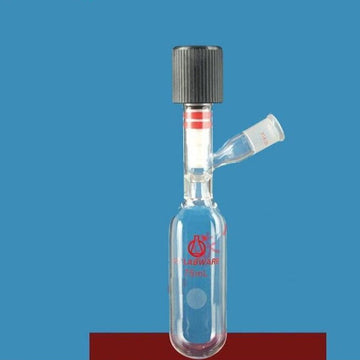 Schlenk tube with high vacuum valve and joint on side, capacity 75 to 350 ml