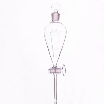 Separating funnel acc. to Squibb with glass stopcock and stopper, graduated, capacity 125 ml to 1.000 ml.