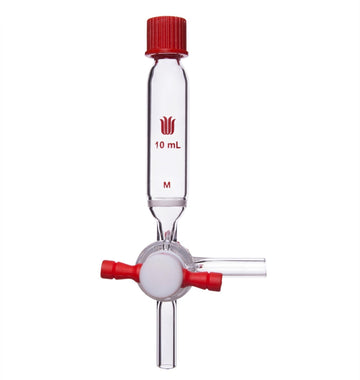 Solid-phase peptide synthesis vessel with T-bore PTFE stopcock, capacity 10 to 250 ml